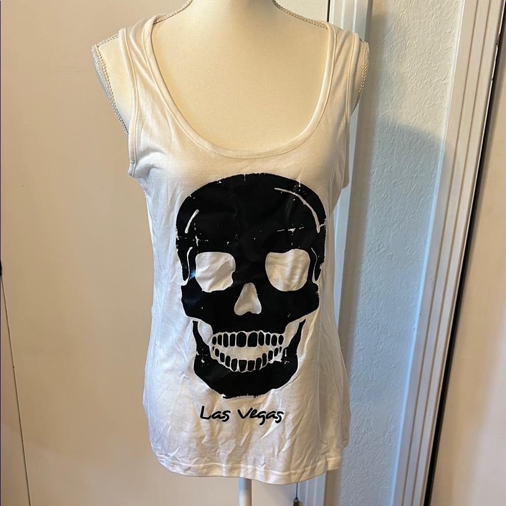 White Skull Print Tank Top from Las Vegas